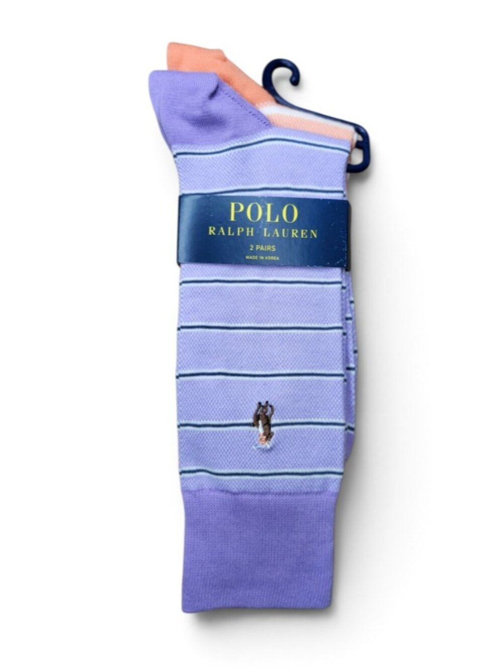 NWT Polo Ralph Lauren Men's Hyde Park Oxford Stripe Socks 2-Pk Pastel Size 10-13
